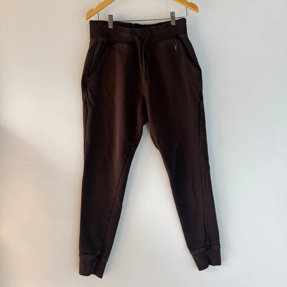 All Saints Raven Joggers Mens M Brown Slim Tapered Organic Cotton Sweatpants